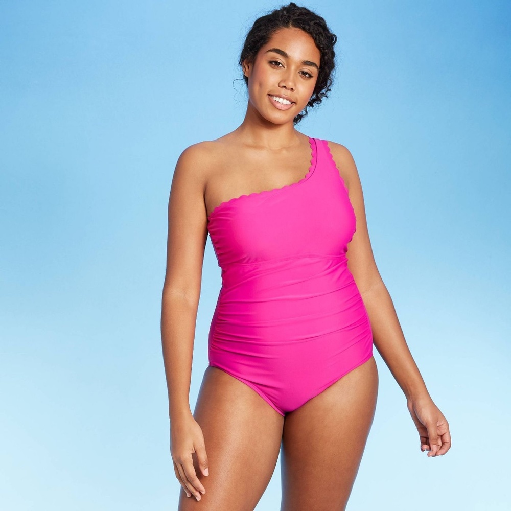 Kona Sol Scallop One Shoulder One Piece Swimsuit - Picture 3 of 7